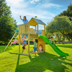 TP Skywood Wooden Play Tower with CrazyWavy Slide, Sky Deck & Double Swing Arm - FSC<sup>&reg;</sup> certified