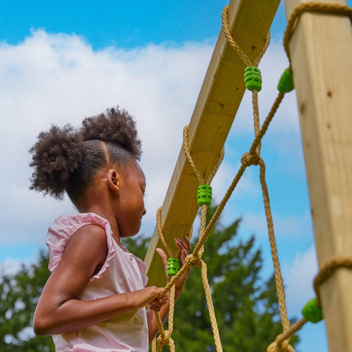 TP Skywood Wooden Climbing Frame with Two Extra Play Towers, Sky Deck, Skyline with Flying Fox, Monkey Bars, Double Swing Arm, 10ft Super Wavy Slide