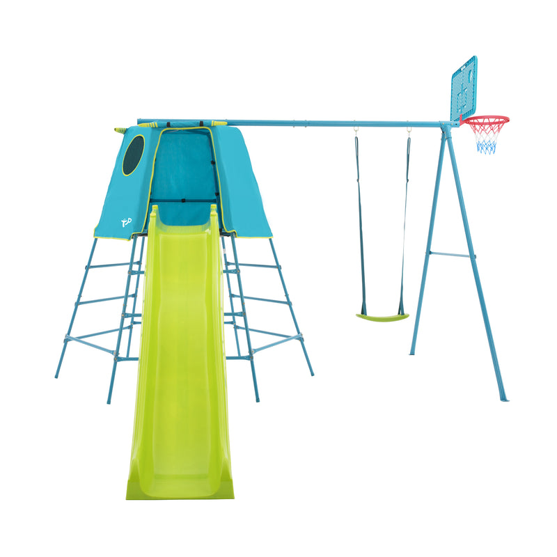 TP Explorer Metal Climbing Frame Set with CrazyWavy Slide & Basketball Hoop