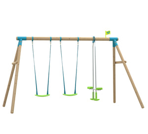 TP Triple Compact Wooden Triple Swing Set with Glide Ride - FSC<sup>&reg;</sup> certified