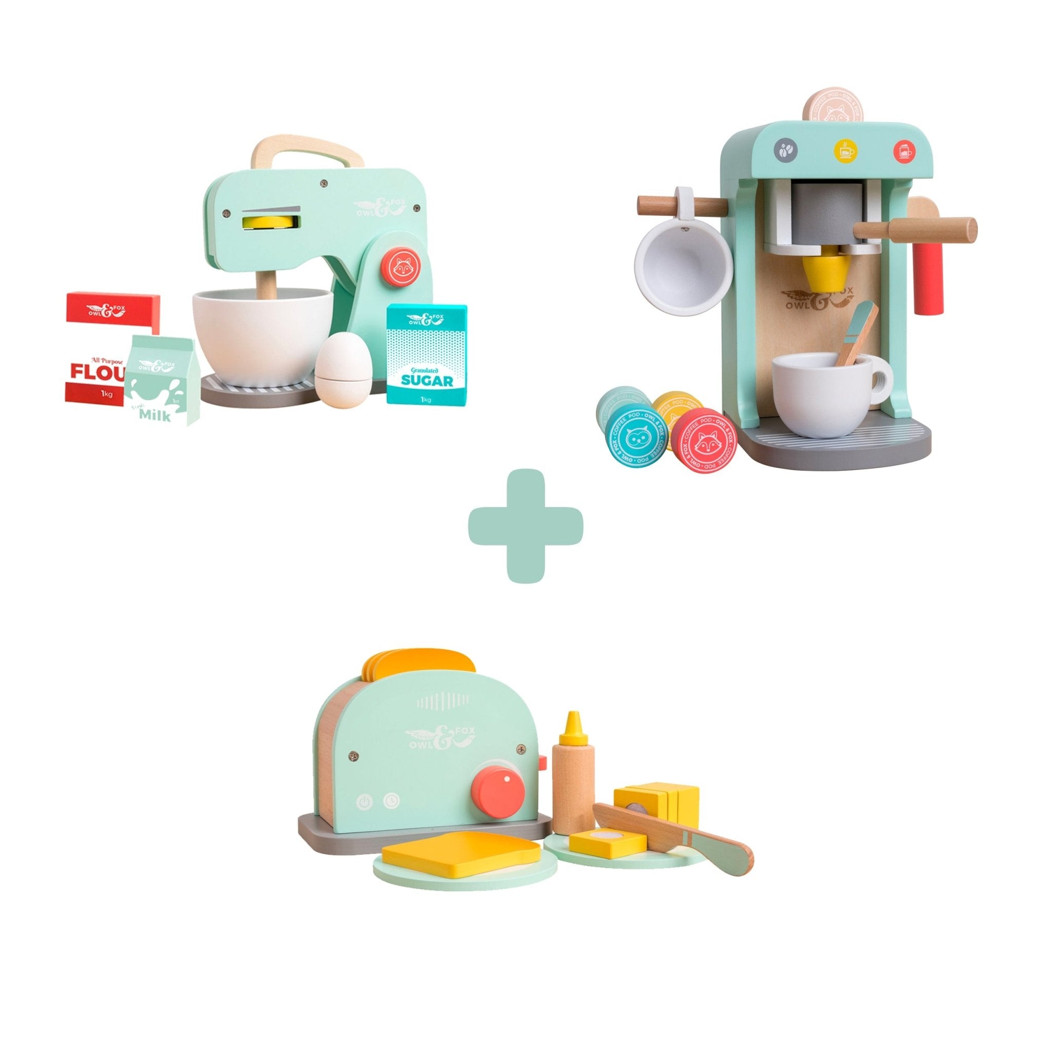 新品 y owling and bam owling Owl & Fox Baking Set, Toaster & Coffee Toy | FSC® | TP Toys