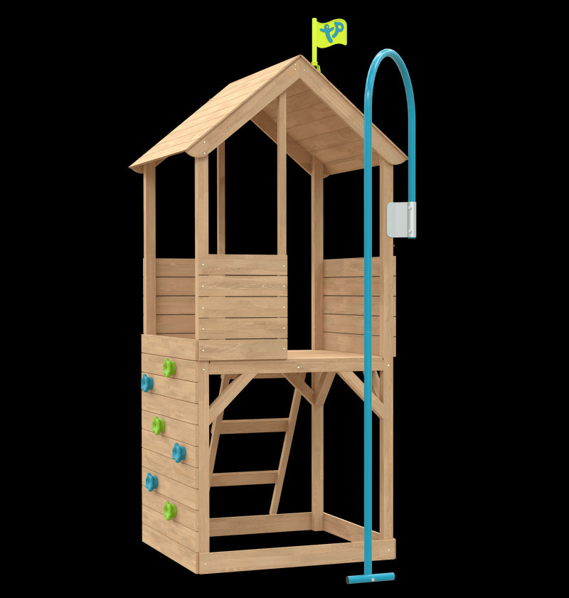 Climbing frame with fireman's top pole