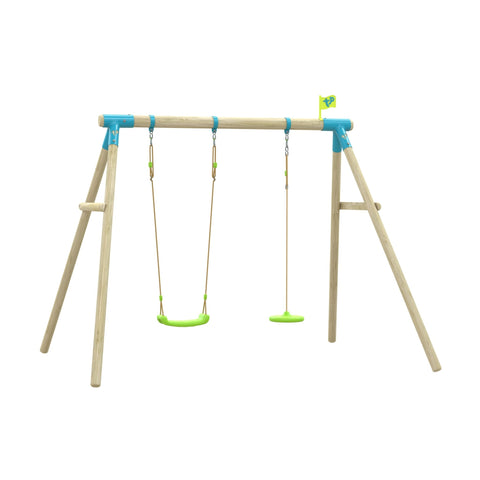 Sherwood Double Wooden Swing Set Rapide Swing &amp Button Seat PEFC certified