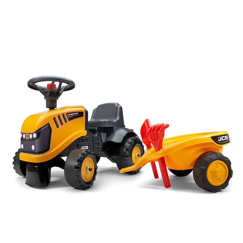 Falk Baby JCB Ride-On Tractor with Trailer, Rake Shovel – TP Toys