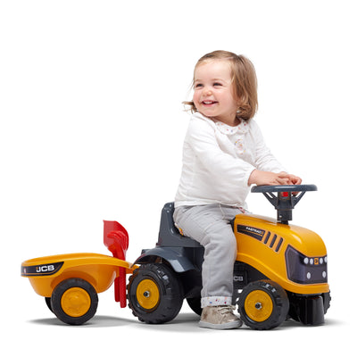 Falk Baby JCB Ride-On Tractor with Trailer, Rake & Shovel