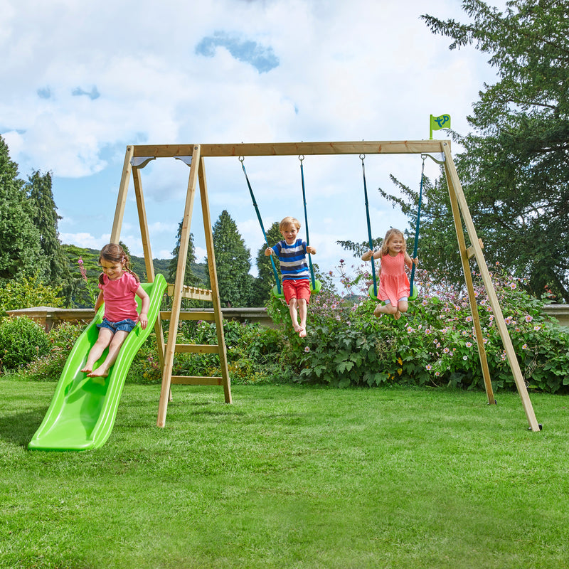 TP Forest Multiplay Double Wooden Swing Set & Slide - FSC<sup>&reg;</sup> certified