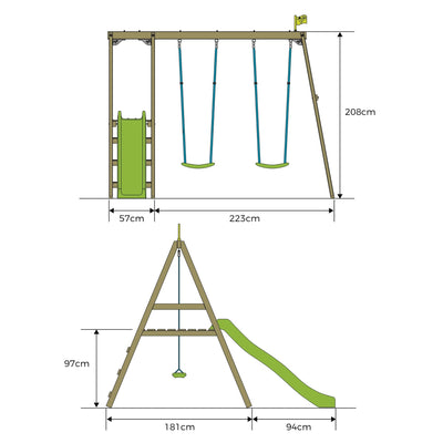 TP Forest Multiplay Double Wooden Swing Set & Slide - FSC® certified Image 13