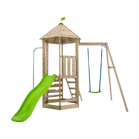 Castlewood Ludlow Wooden Climbing Frame Single Swing Set &amp Slide FSC® certified