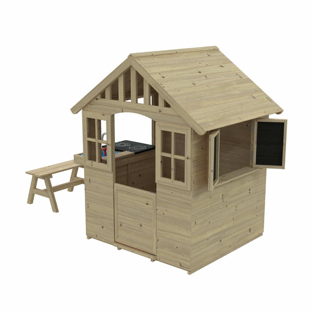 Dandelion Cottage Playhouse Mud Kitchen Table & Bench Shutters FSC® certified