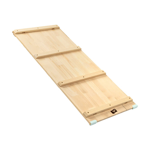 The TP Toys Active-Tots Pikler Style Wooden Climbing Bridge and Slide, FSC® certified, is a flat rectangular board with three support slats and a small logo in the corner, ideal for Montessori play setups. Shown on a white background.