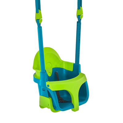 The TP Toys Kingswood Double Squarewood Swing Set with Quadpod is FSC® certified and compatible with any TP Toys swing frame, offering versatile and safe playtime with its adaptable Quadpod seat.