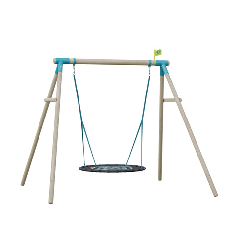 Knightswood Double Wooden Swing Set Giant Nest Swing