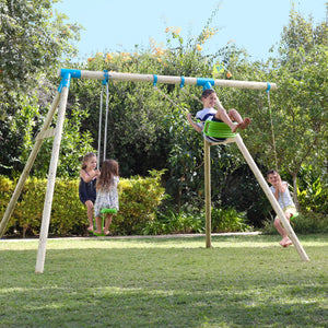TP Knightswood Triple Wooden Swing Set With Glide Ride And Button Seat - FSC<sup>&reg;</sup> certified