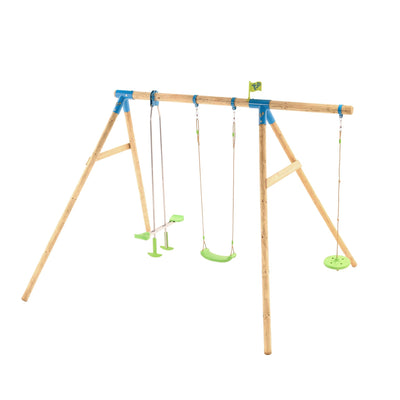 TP Knightswood Triple Wooden Swing Set With Glide Ride And Button Seat - FSC® certified Image 5