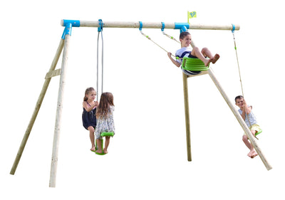 TP Knightswood Triple Wooden Swing Set With Glide Ride And Button Seat - FSC® certified Image 13