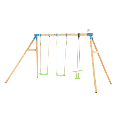 TP Knightswood Triple Wooden Swing Set With Glide Ride - FSC® certified Image 1