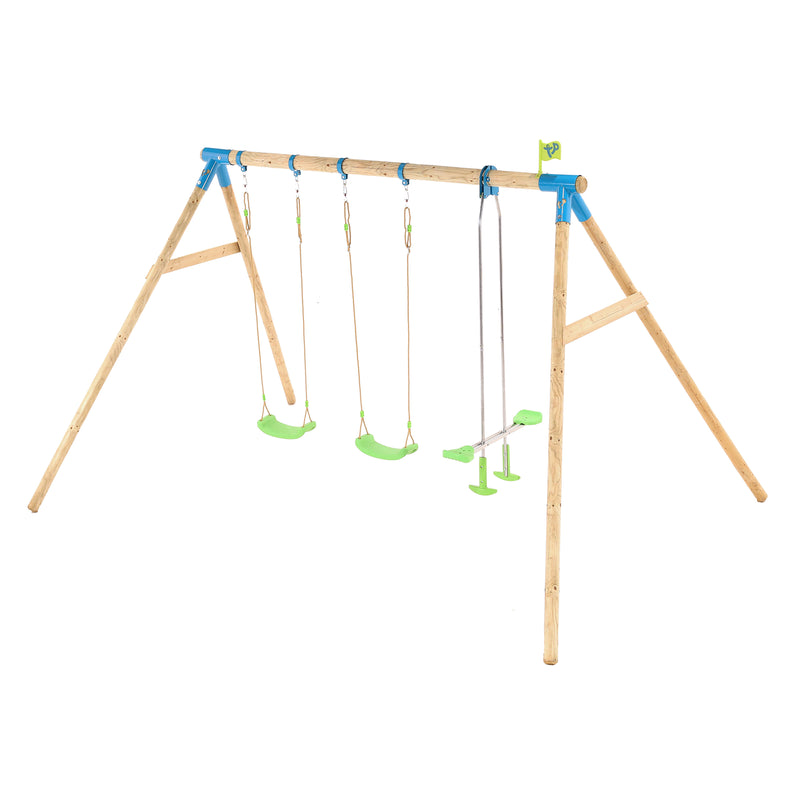TP Knightswood Triple Wooden Swing Set With Glide Ride - FSC<sup>&reg;</sup>